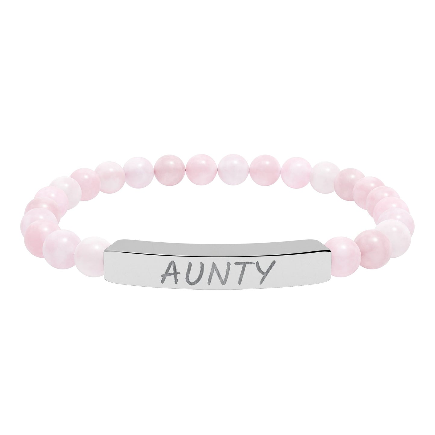 Engraved 'Aunty' Natural Stone Stretch Bar Bracelet