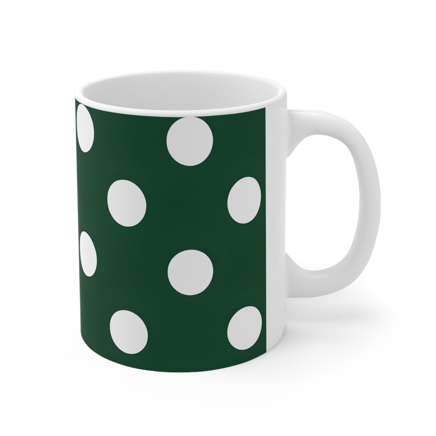 Greta's Green Polka Dot Ceramic Mug, Coffee Cup