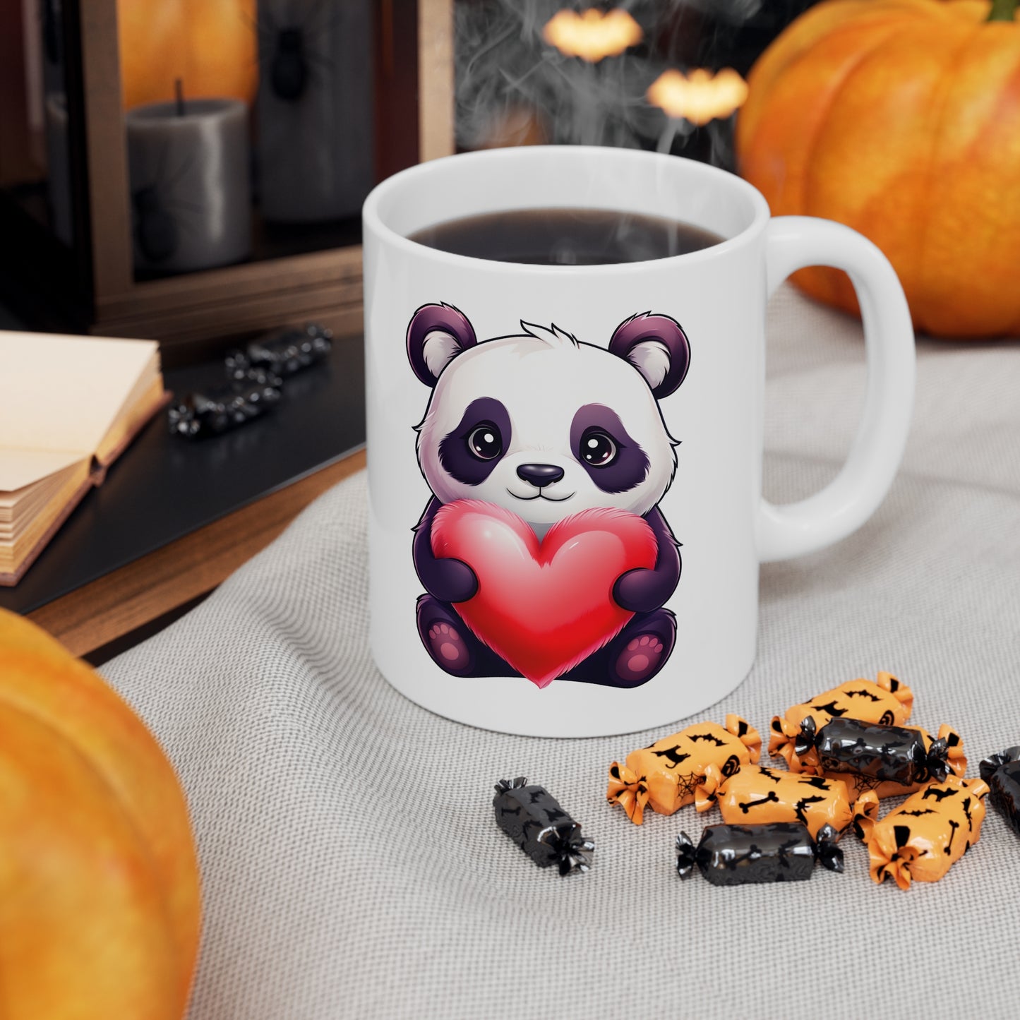 Panda & Heart Ceramic Mug, Coffee Cup