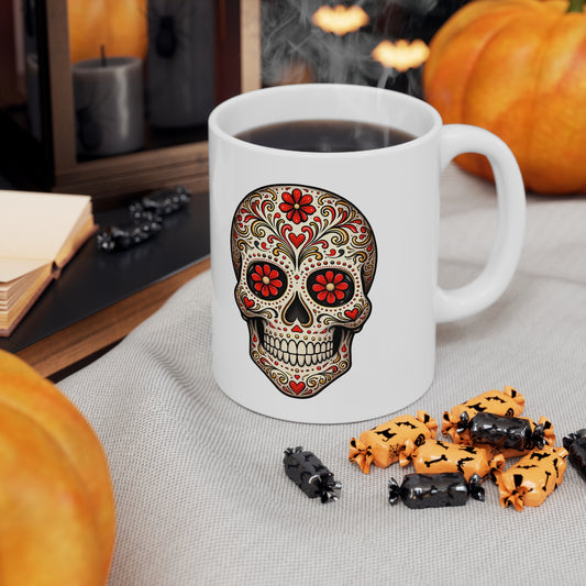 Soleil's Sugar Skull Ceramic Mug, Coffee Cup