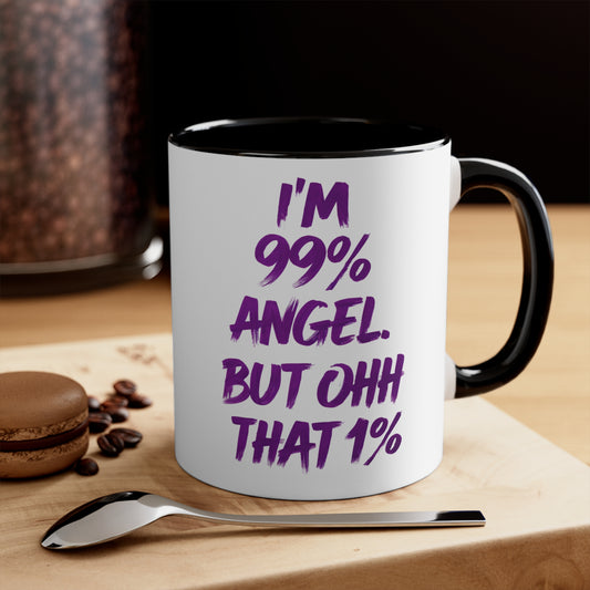 99% Angel Accent Ceramic Mug, Coffee Cup