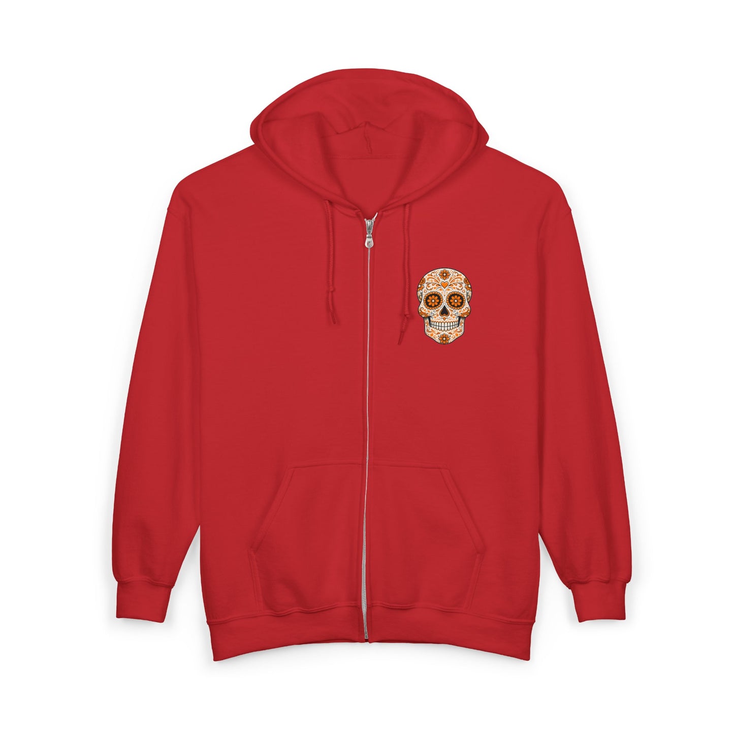 Orange Sugar Skull Full Zip Sweatshirt - Hooded