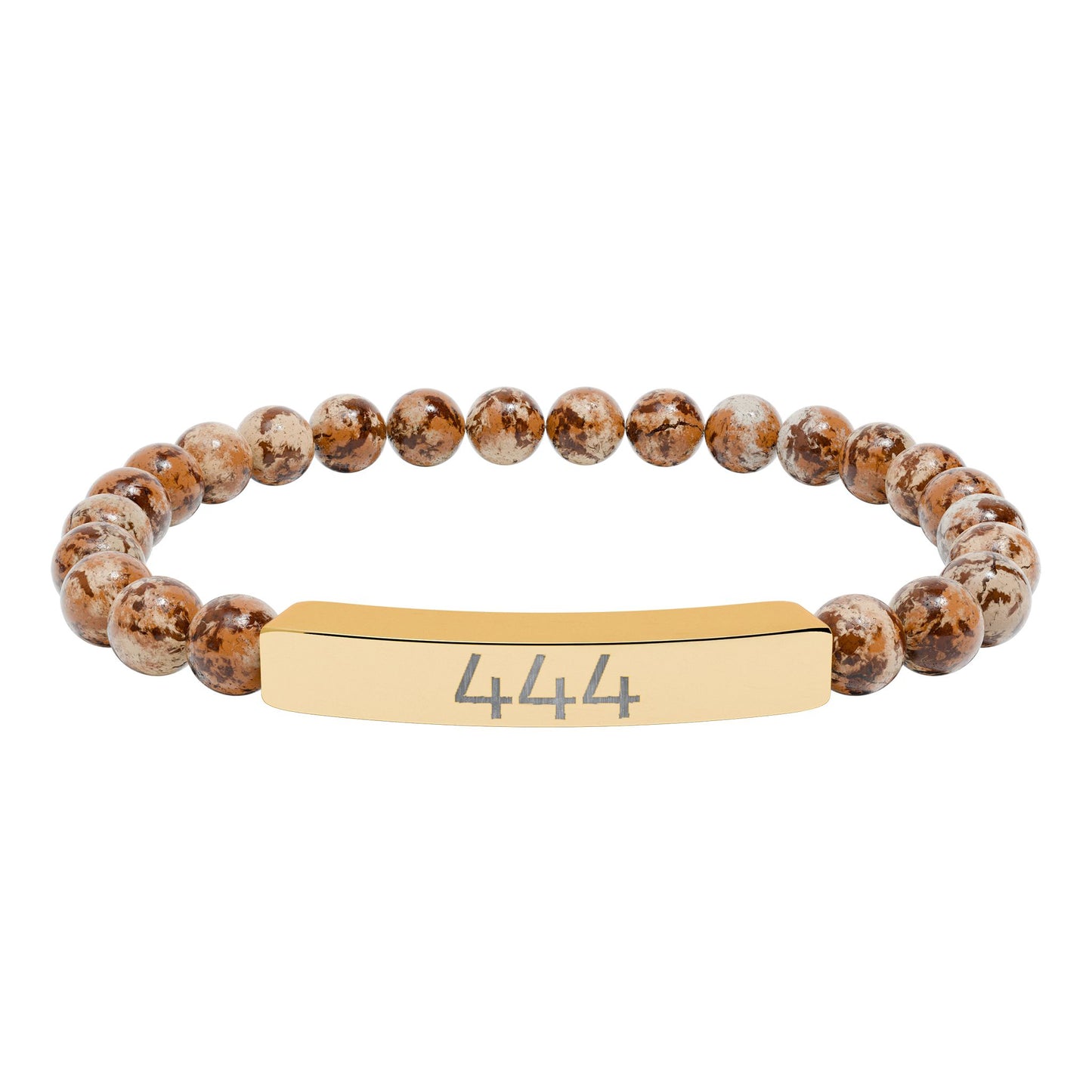Engraved 444 Natural Stone Stretch Bar Bracelet