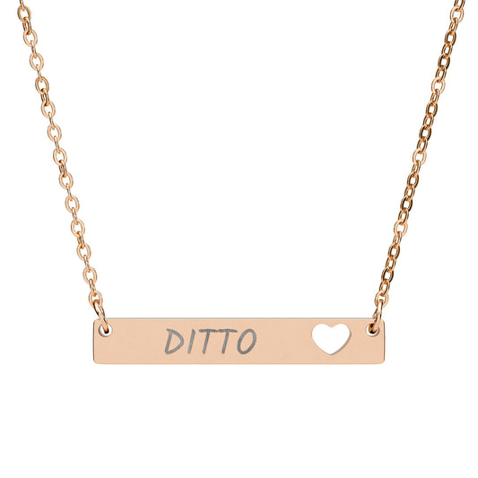 Engraved "Ditto" Heart Bar Necklace