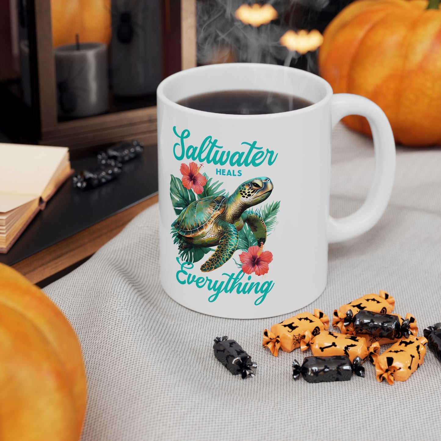 Sara's Saltwater Heals Everything Ceramic Mug, Coffee Cup