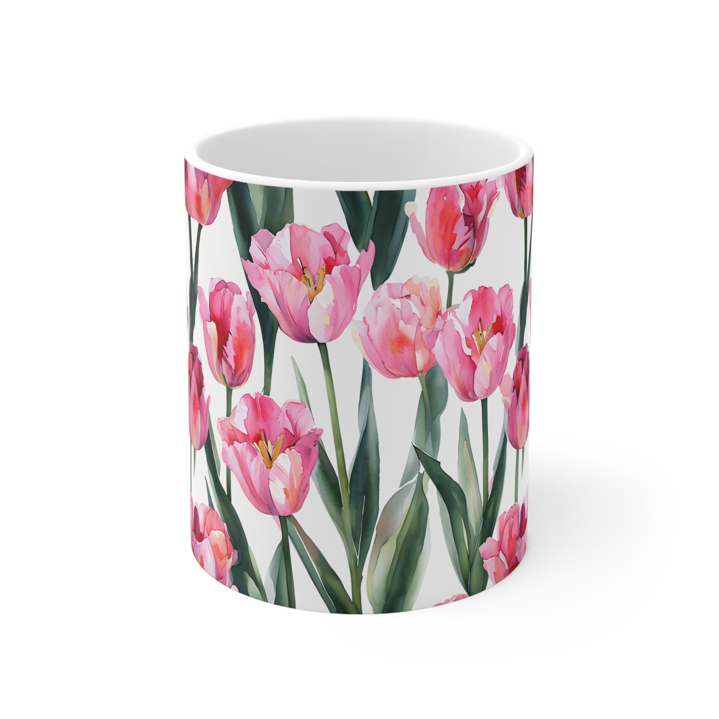 Pearl's Pink Tulips Ceramic Mug, Coffee Cup