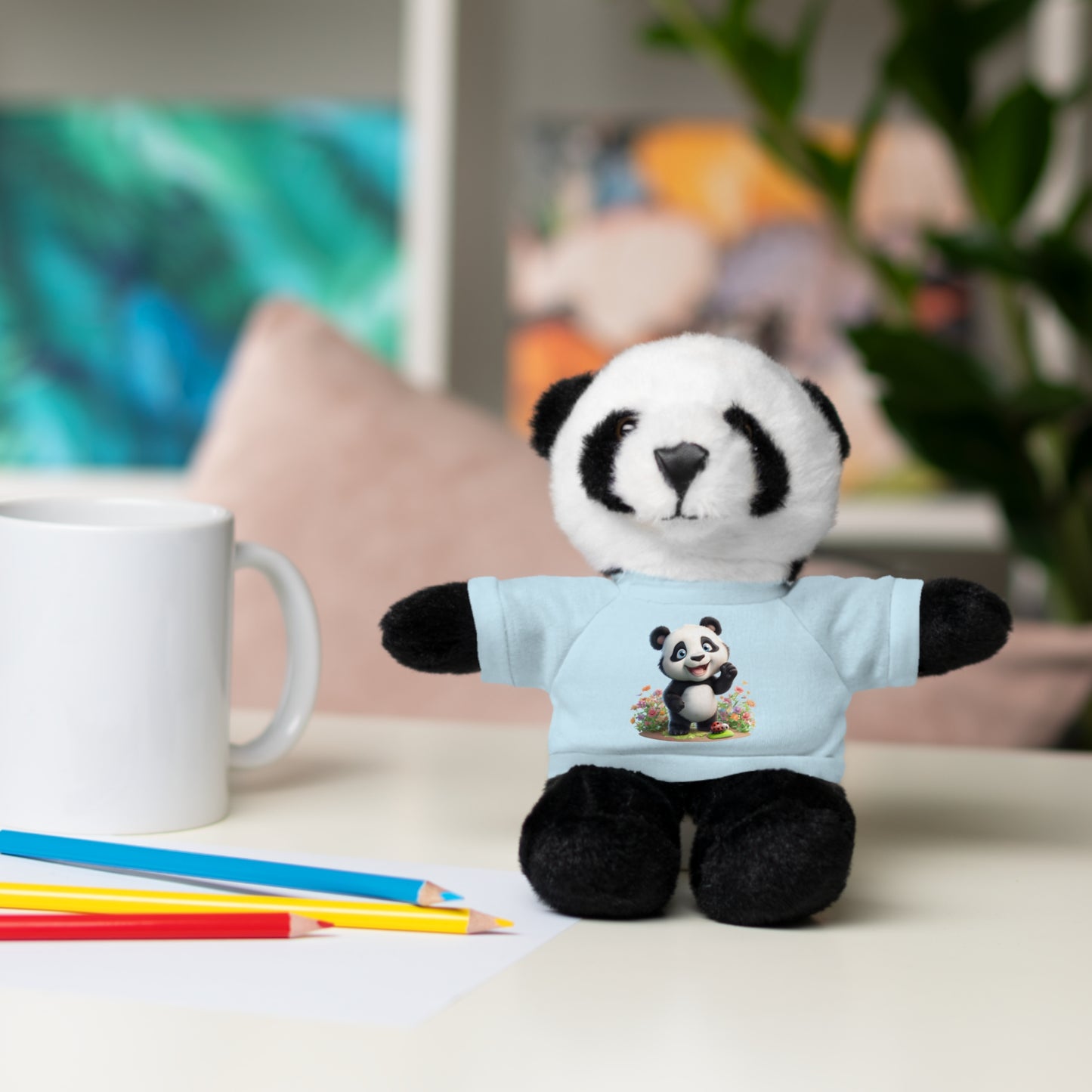 Panda on Tee Plush Animals