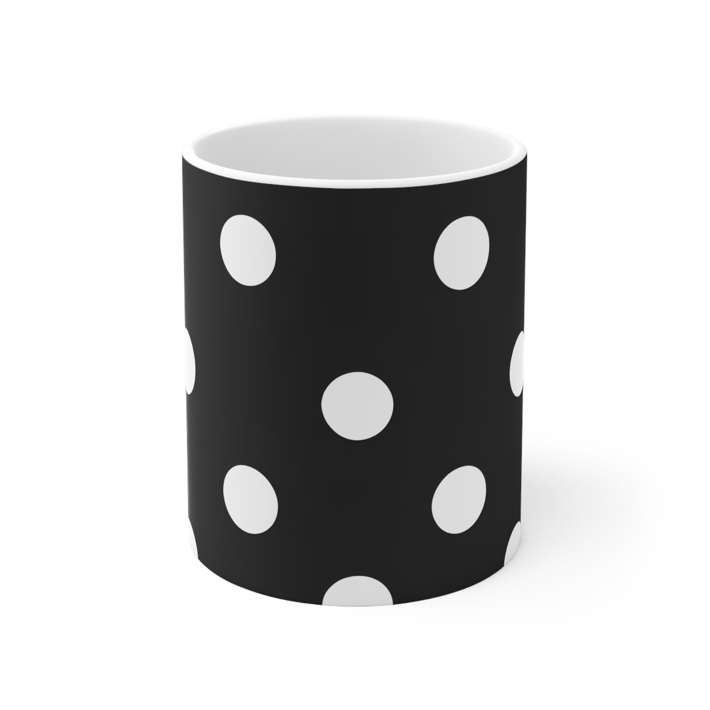 Bear's Black & White Polka Dot Ceramic Mug, Coffee Cup