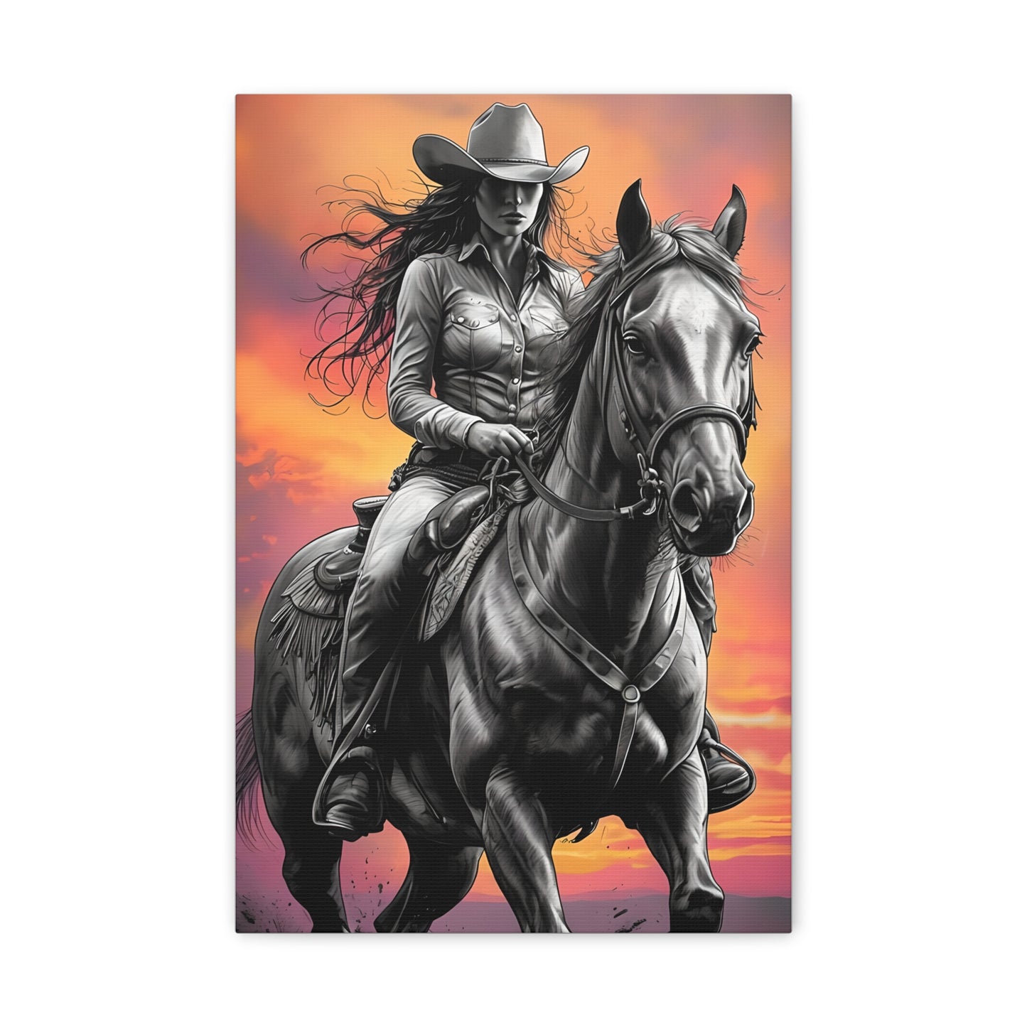 Katy - Western Cowgirl Wall Art Canvas