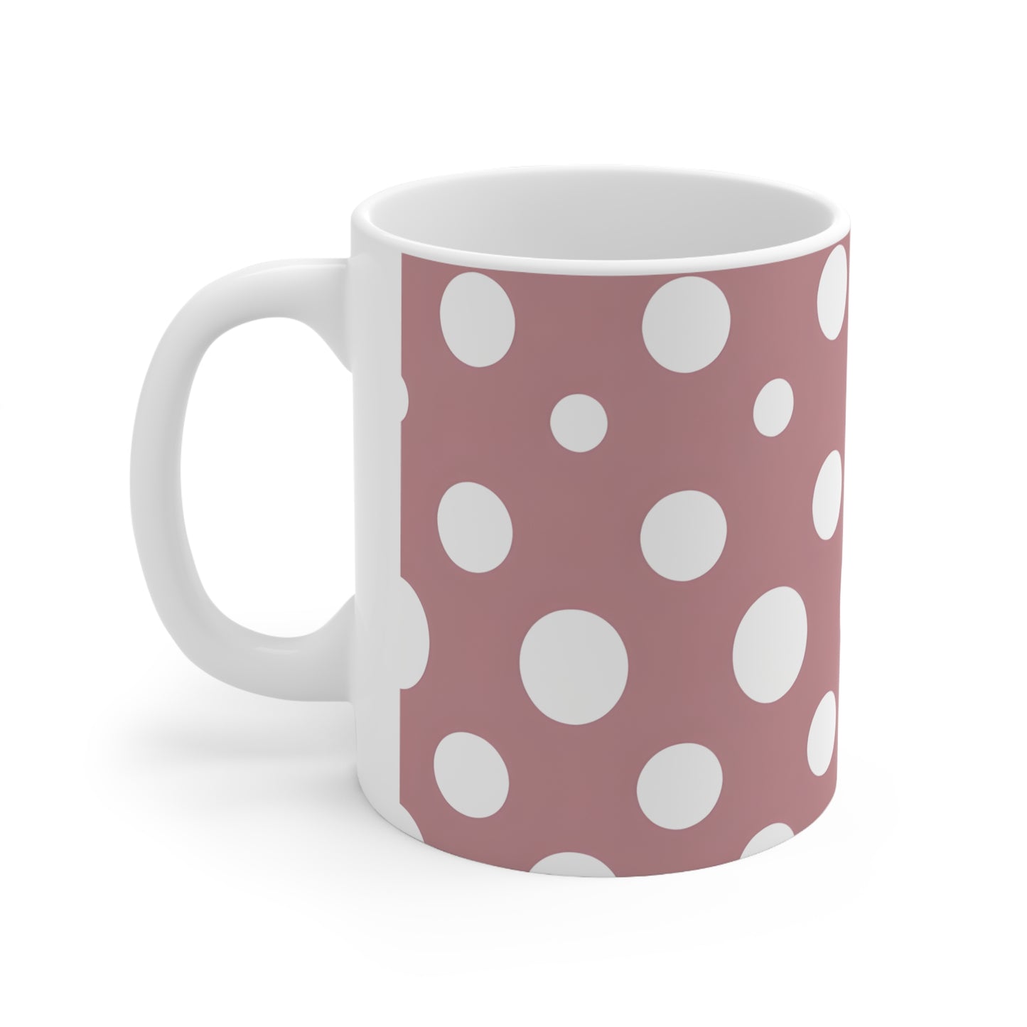 Darla's Dusty Pink Polka Dot Ceramic Mug, Coffee Cup