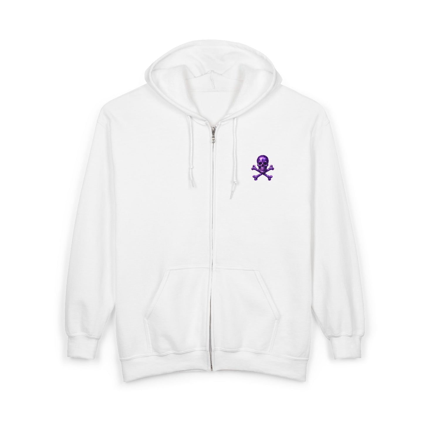 Amethyst Skull & Crossbones Adult Full Zip Sweatshirt - Hooded