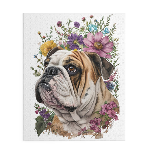 English Bulldog & Flowers 500 Piece Jigsaw Puzzle