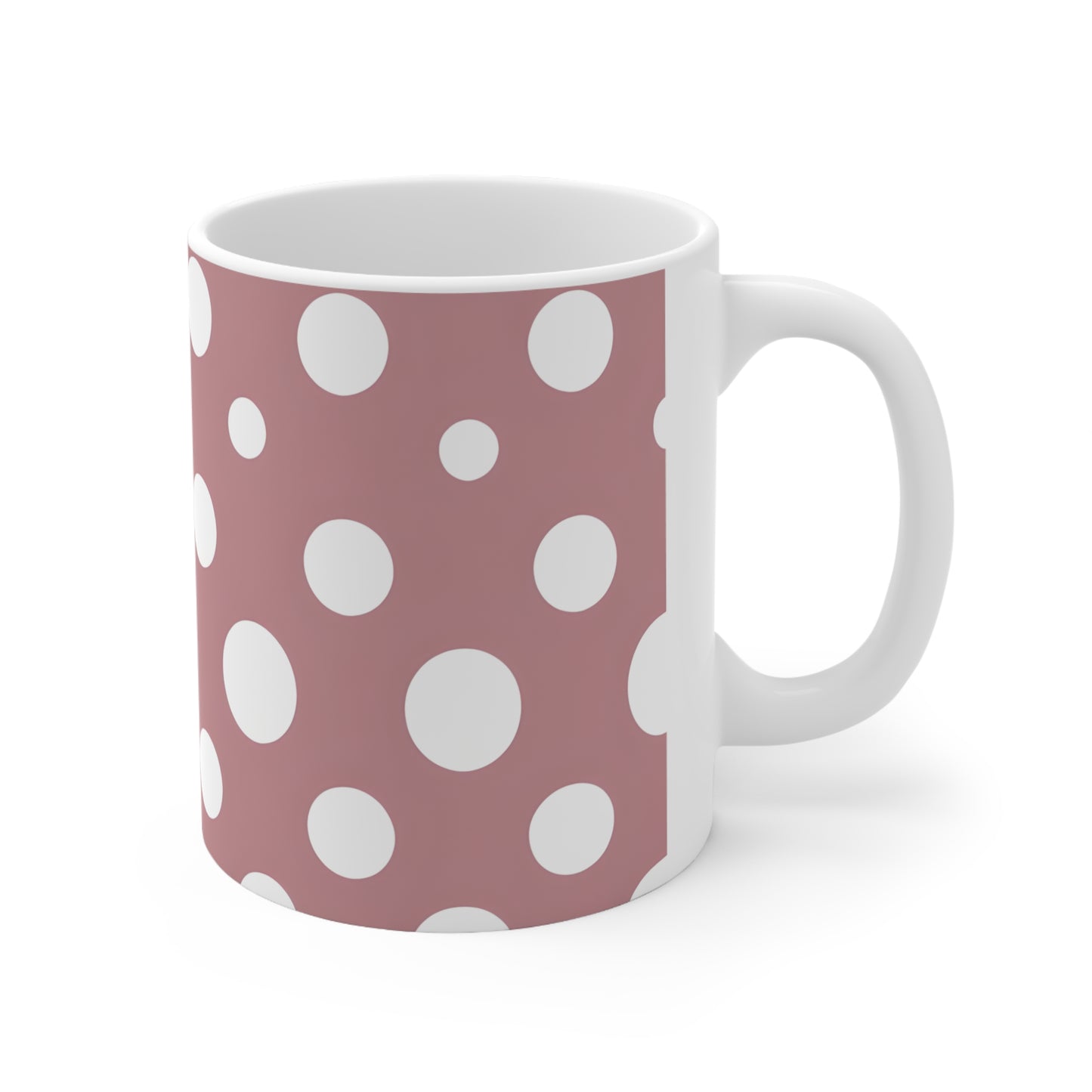 Darla's Dusty Pink Polka Dot Ceramic Mug, Coffee Cup