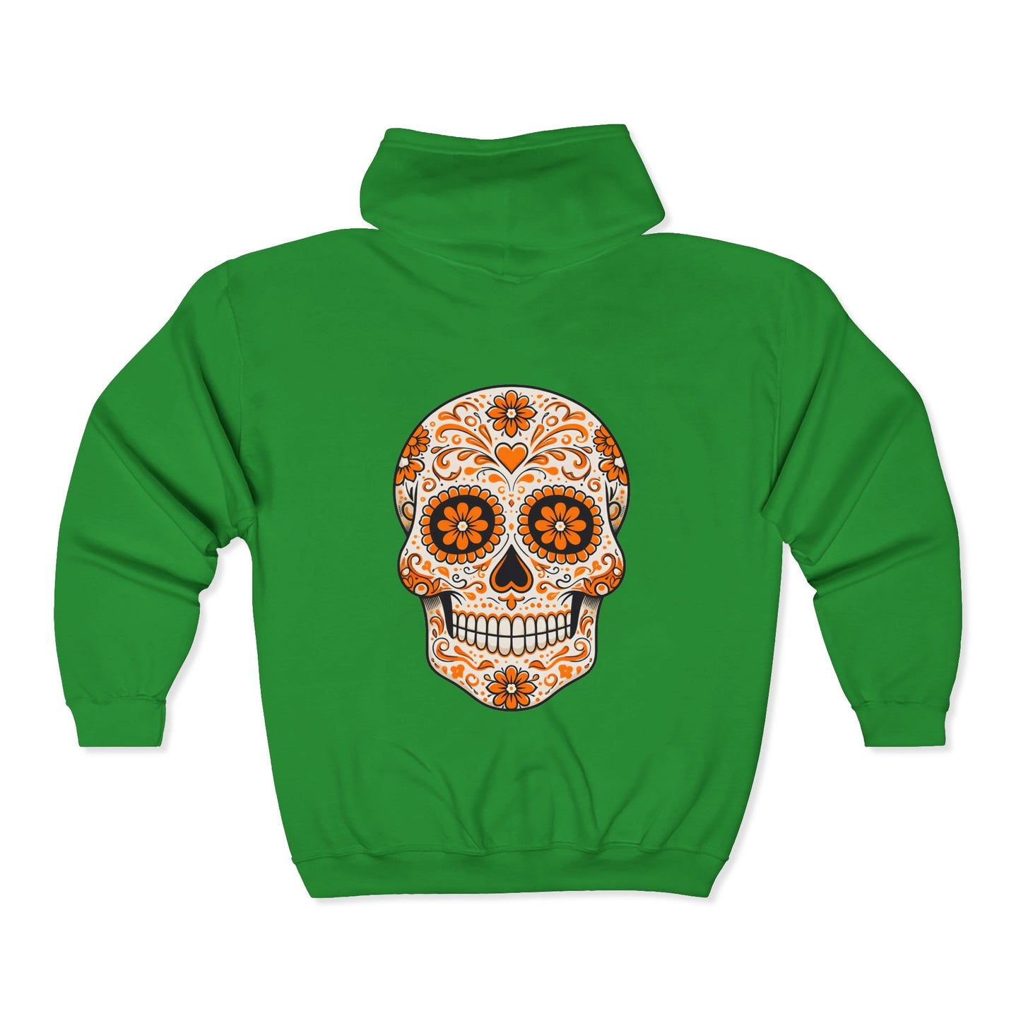 Orange Sugar Skull Full Zip Sweatshirt - Hooded