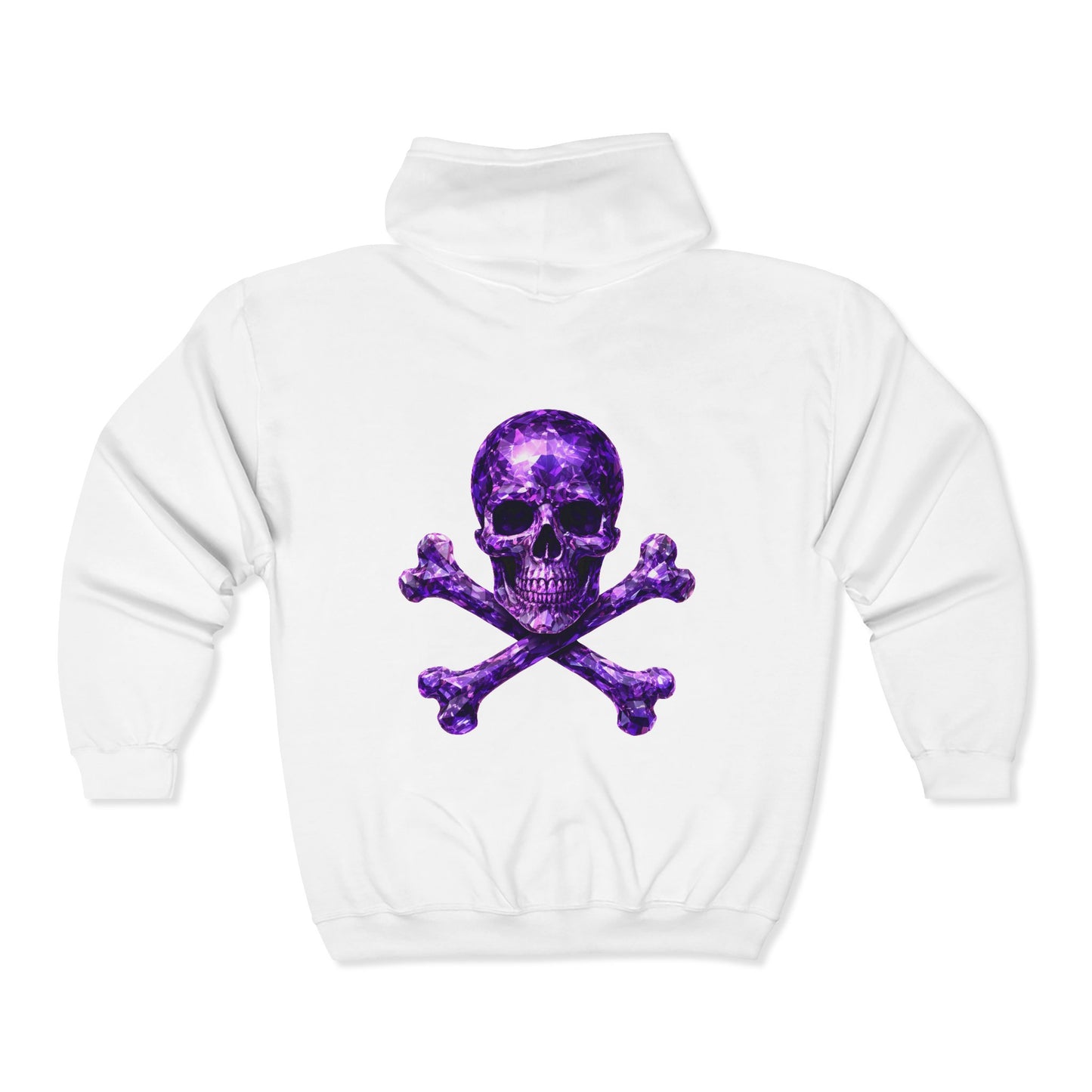 Amethyst Skull & Crossbones Adult Full Zip Sweatshirt - Hooded