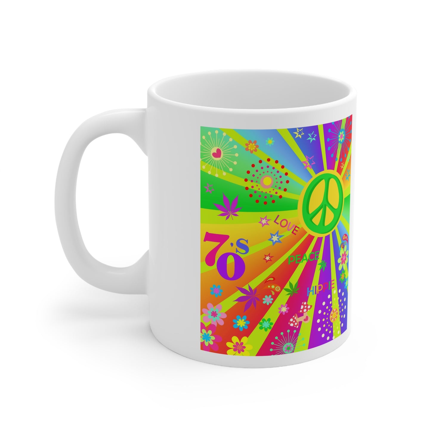 70s Peace Retro Ceramic Mug, Coffee Cup