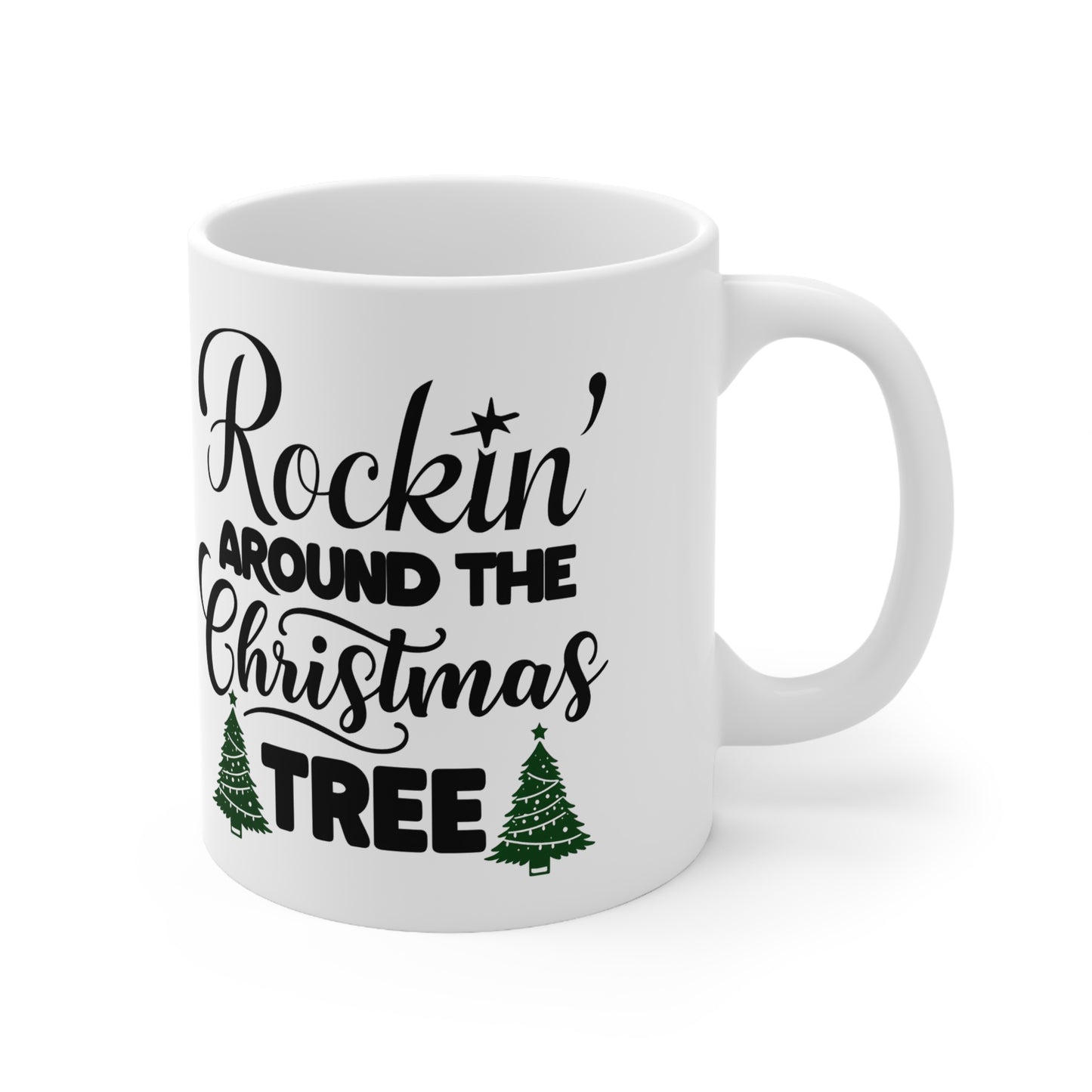 Rae's Rockin' Around the Christmas Tree Ceramic Mug, Coffee Cup