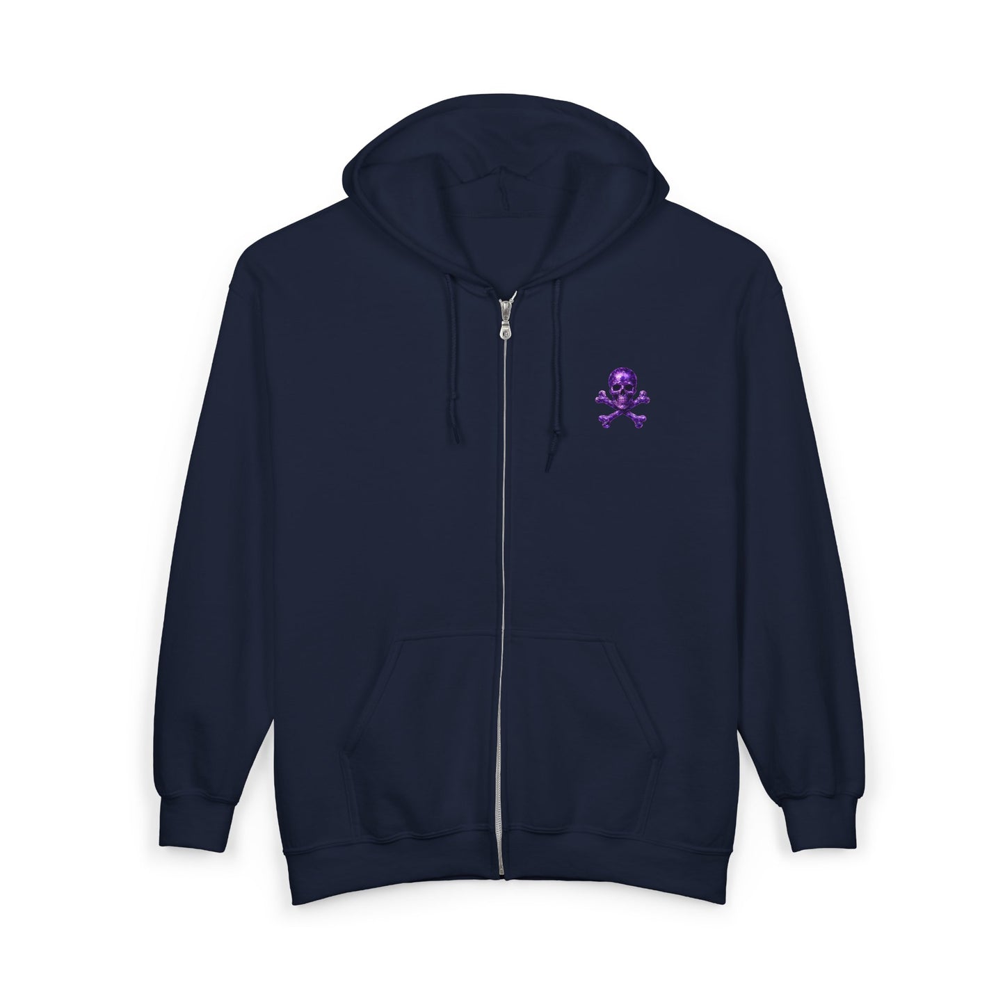 Amethyst Skull & Crossbones Adult Full Zip Sweatshirt - Hooded