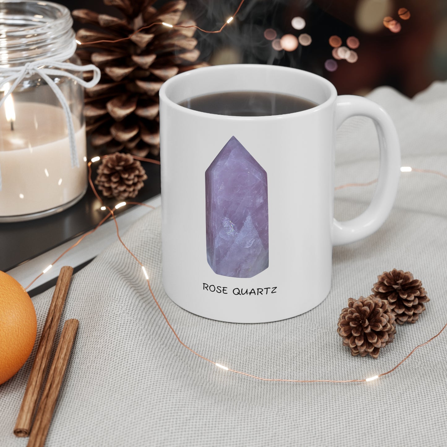 Rose Quartz Crystal Collection Ceramic Mug, Coffee Cup