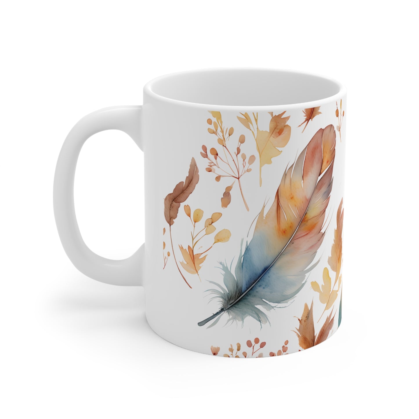 Ben's Boho Feather Ceramic Mug, Coffee Cup