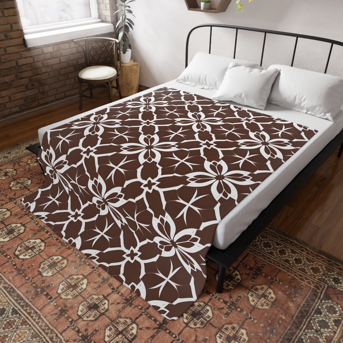 Bambi's Brown Tile Plush Fleece Blanket