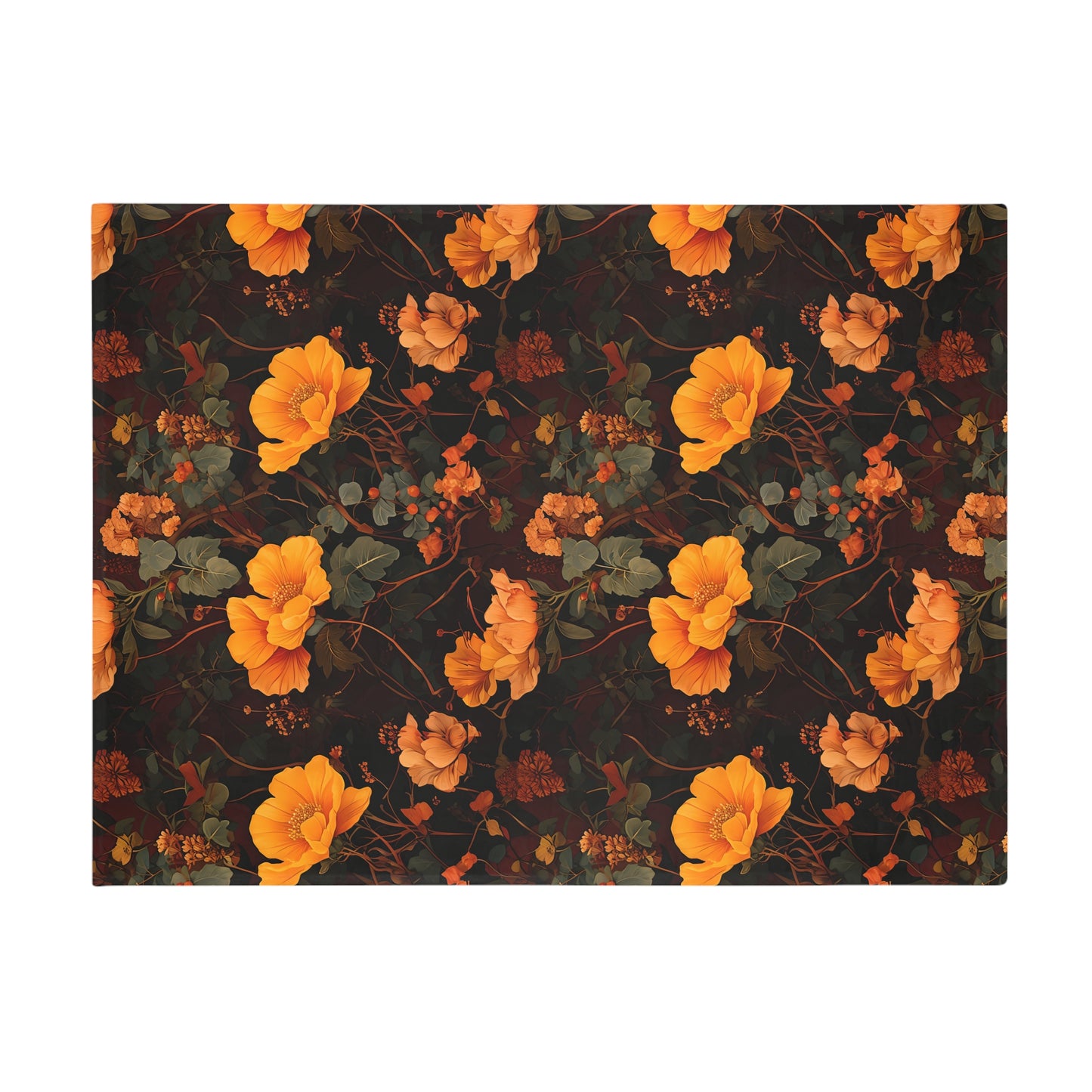 Gia's Golden Floral Plush Fleece Blanket