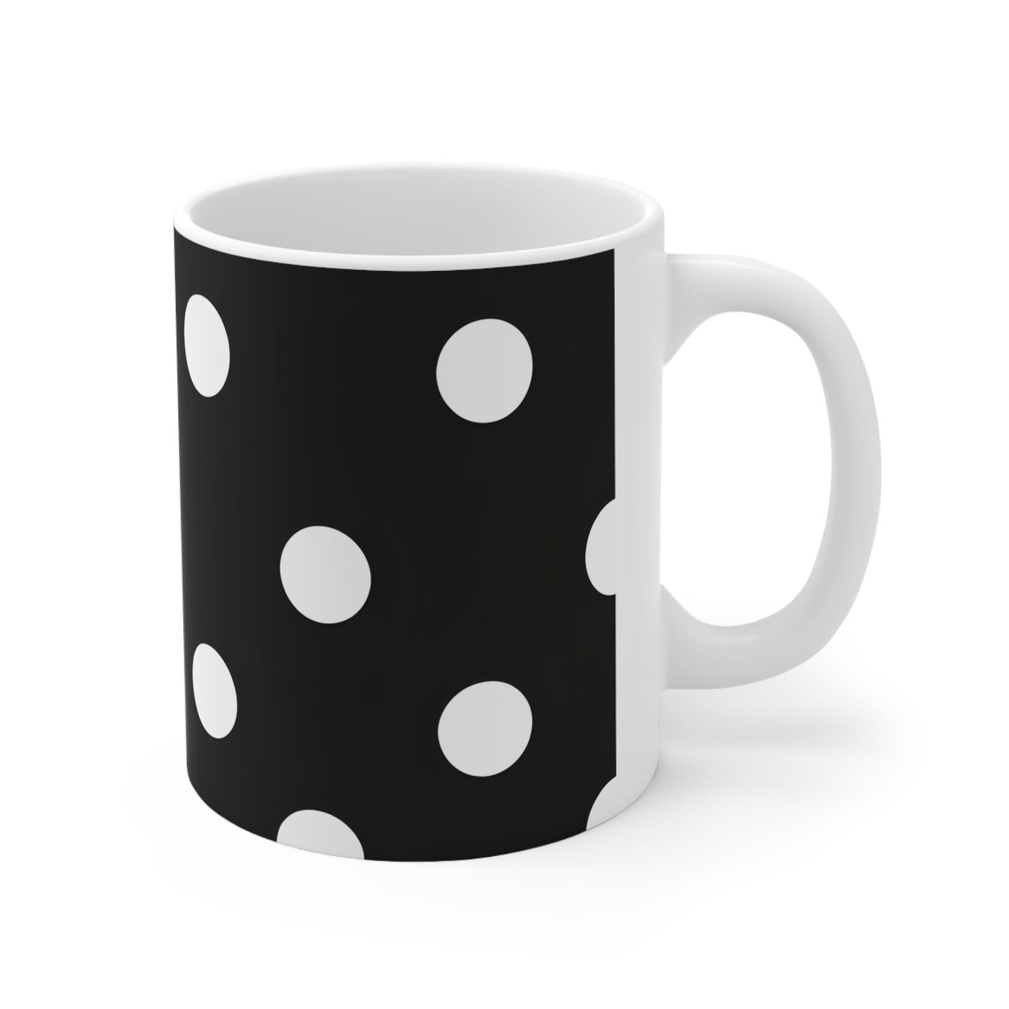 Bear's Black & White Polka Dot Ceramic Mug, Coffee Cup