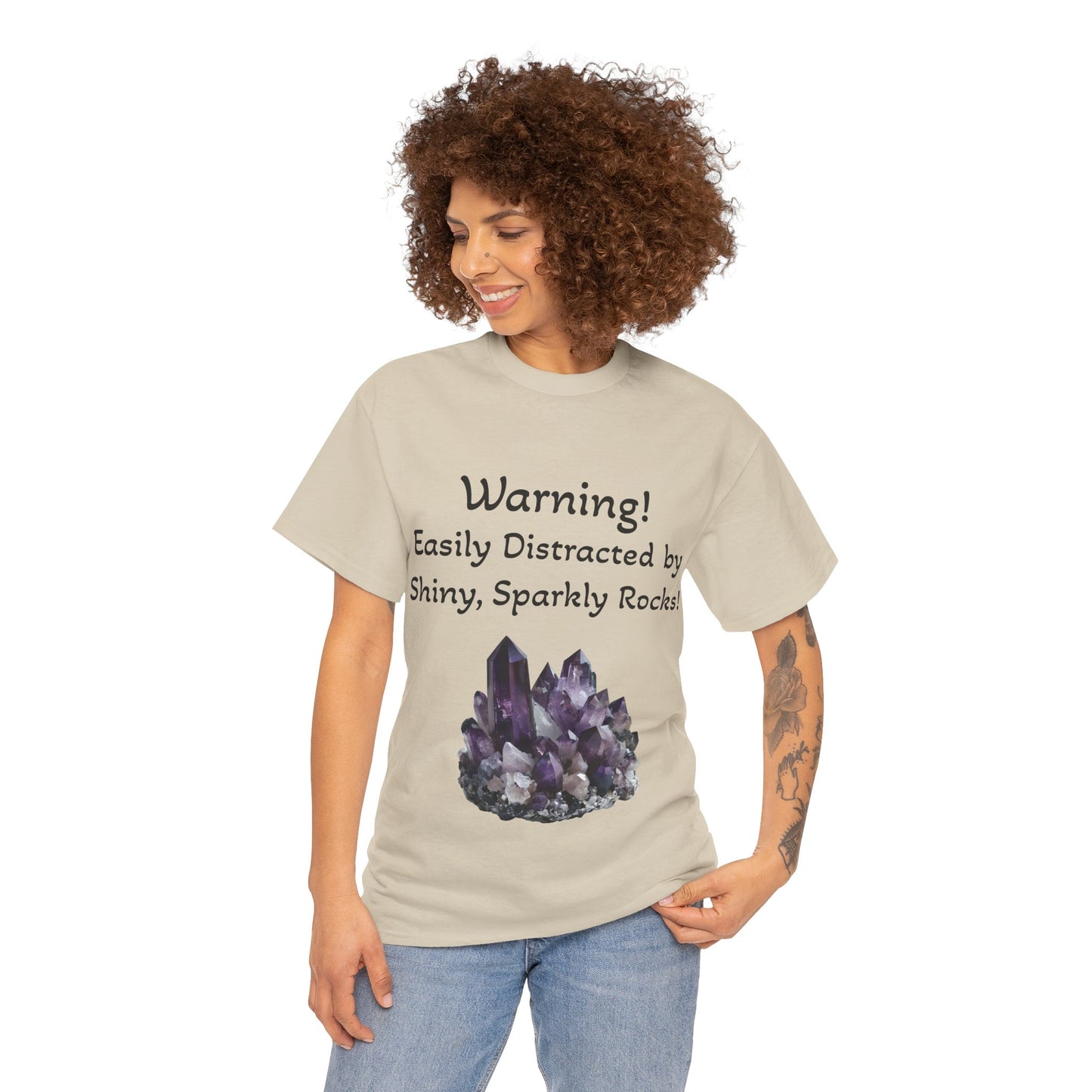 Waylon's "Warning! Easily Distracted by Shiny, Sparkly Rocks!" Adult Shirt
