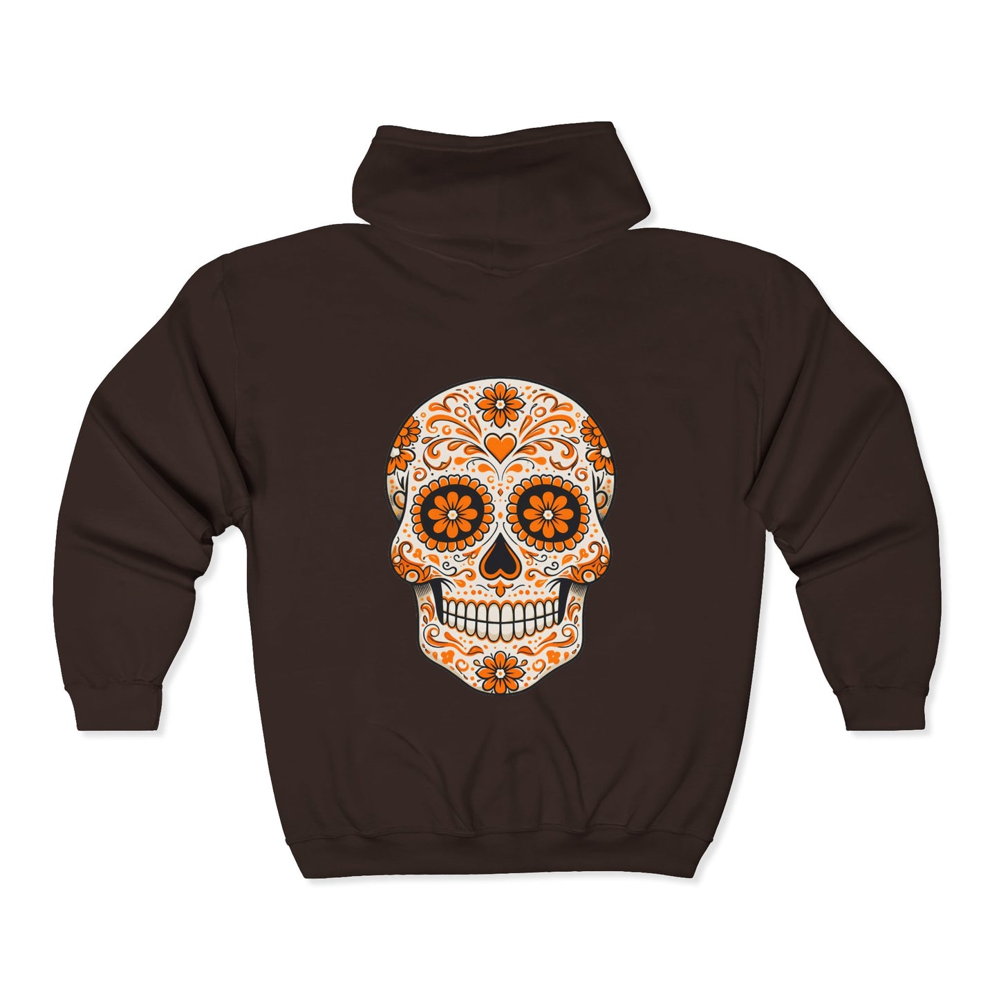 Orange Sugar Skull Full Zip Sweatshirt - Hooded
