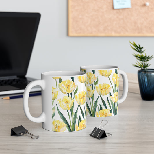 Butter's Yellow Tulip Ceramic Mug, Coffee Cup