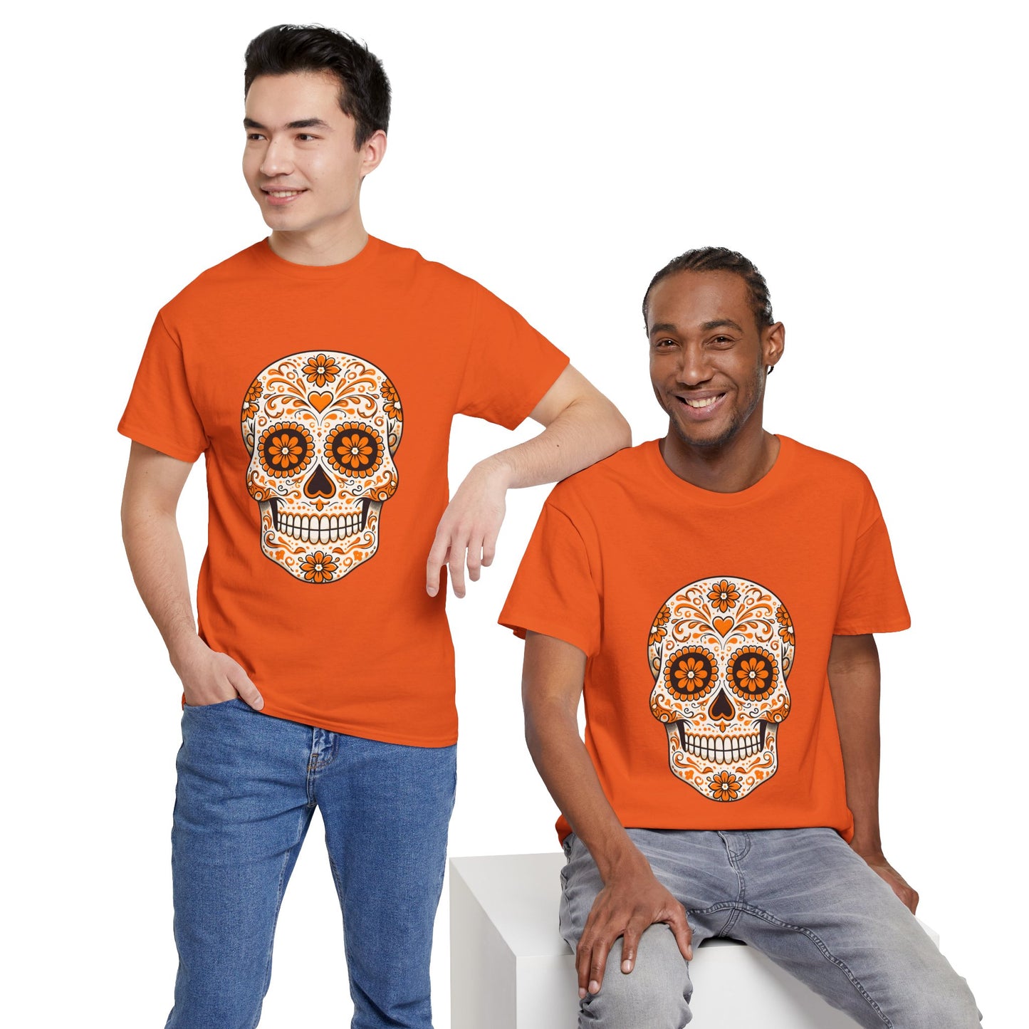 Ophelia's Orange Sugar Skull Adult Shirt