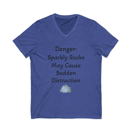 Diana's "Danger: Sparkly Rocks May Cause Sudden Distraction" Women's V-Neck Shirt