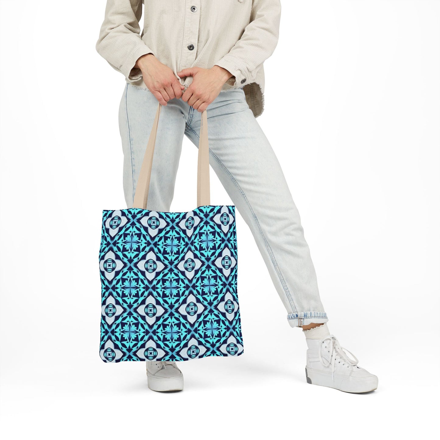 Gaia's Blue Geometric Tote Bag
