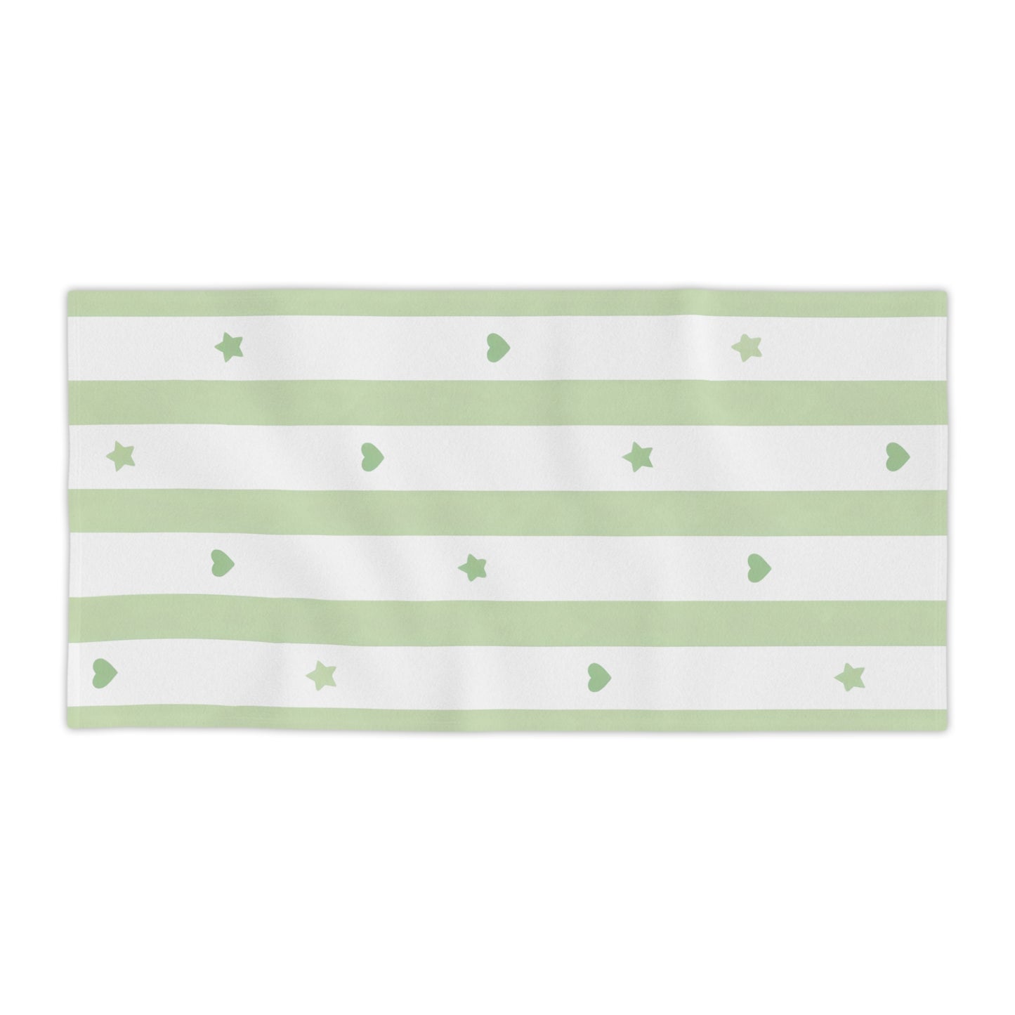 Green Stripe Hearts & Stars Beach Towel
