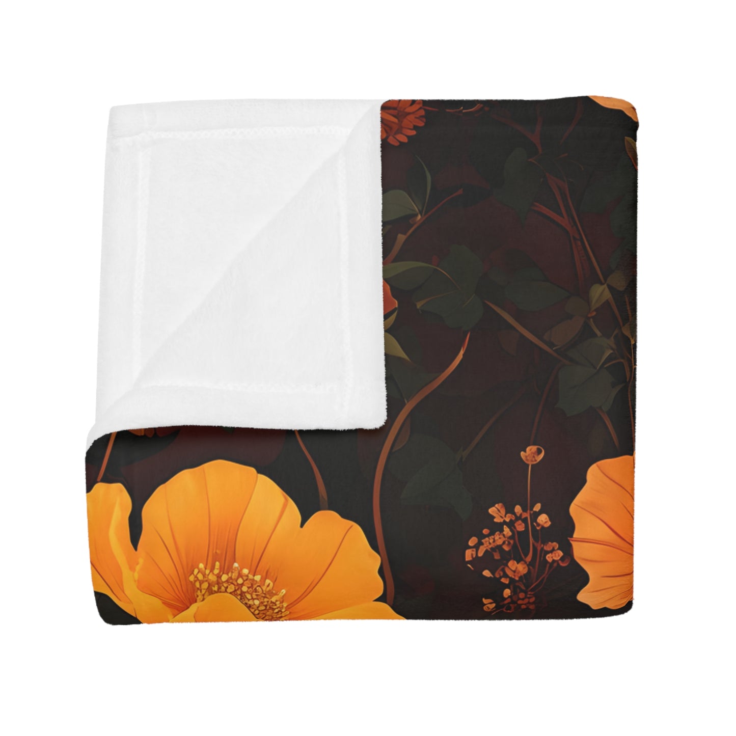 Gia's Golden Floral Plush Fleece Blanket