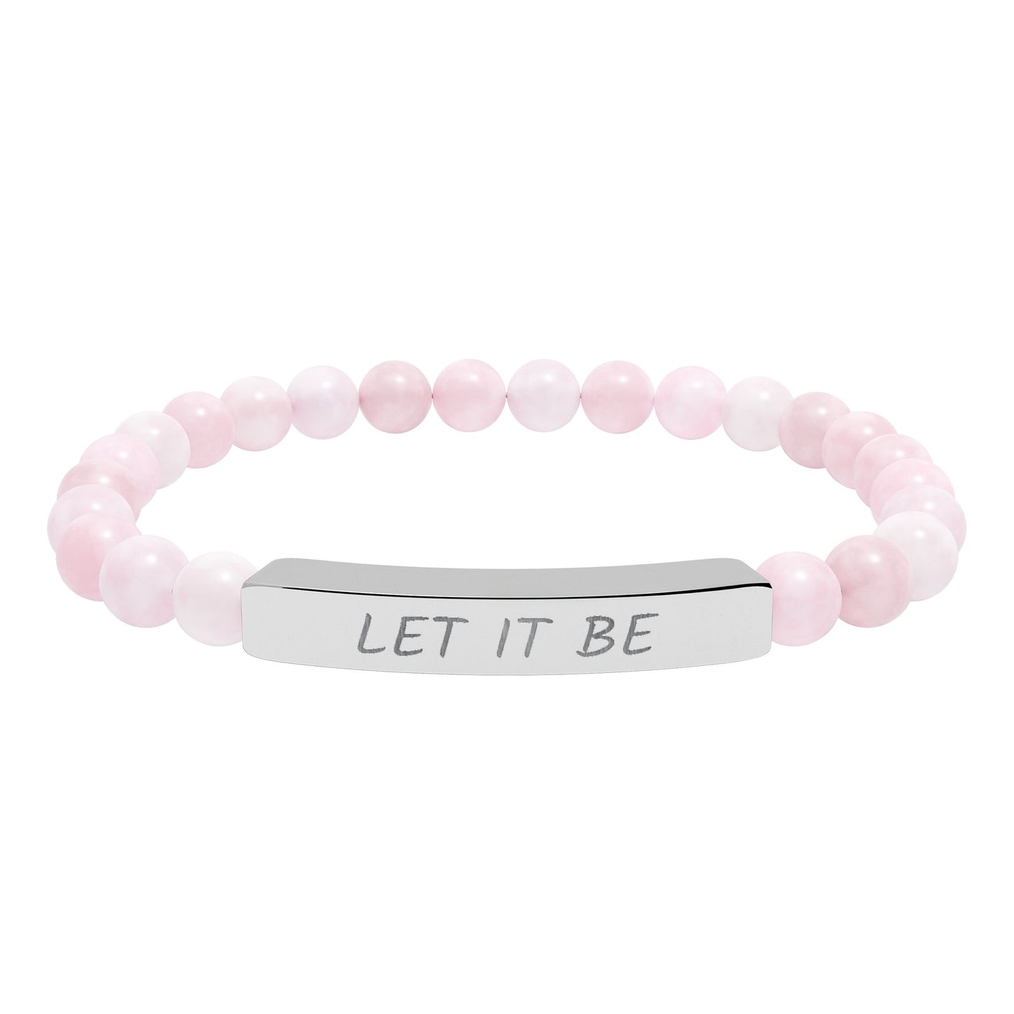 Engraved "Let It Be" Natural Stone Stretched Bar Bracelet