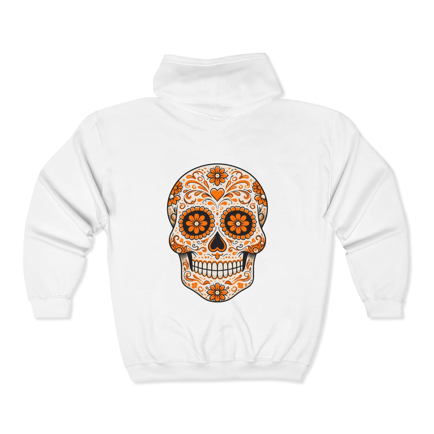Orange Sugar Skull Full Zip Sweatshirt - Hooded