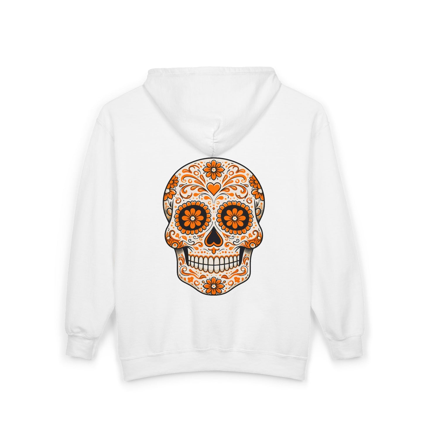 Orange Sugar Skull Full Zip Sweatshirt - Hooded