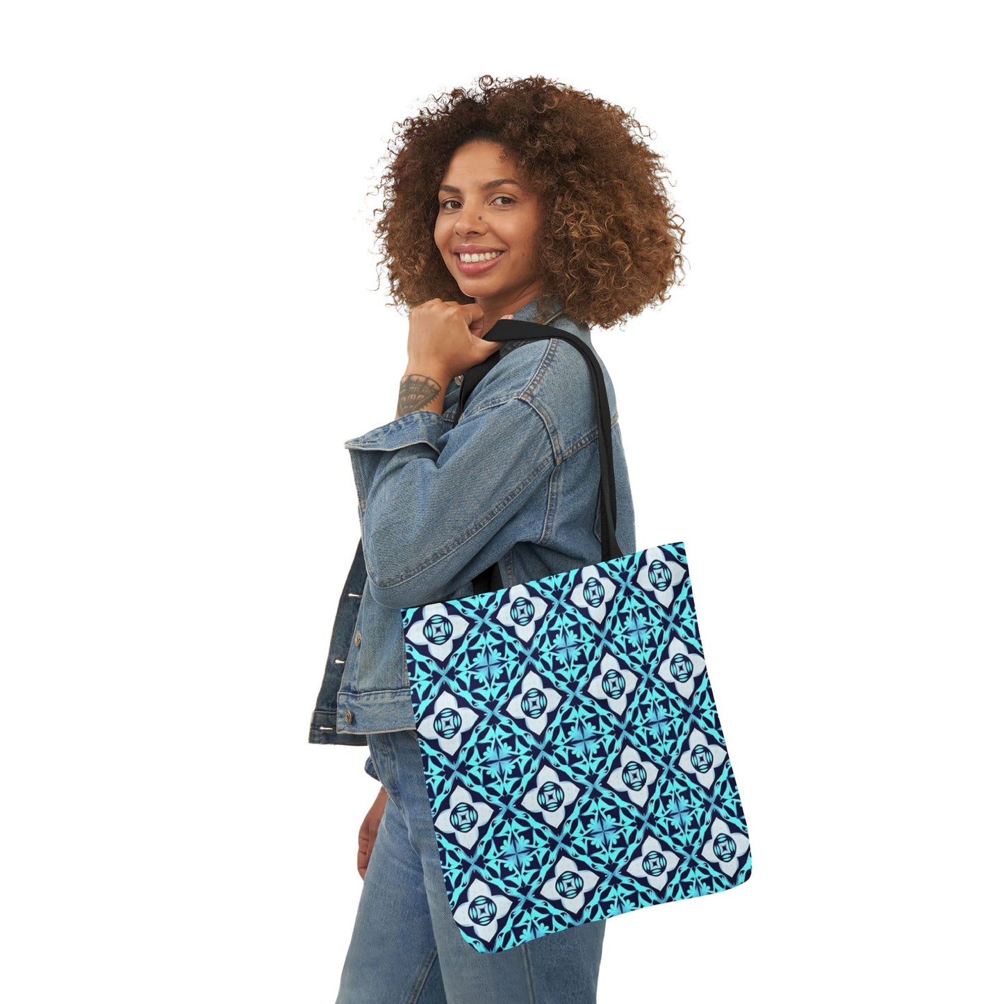 Gaia's Blue Geometric Tote Bag
