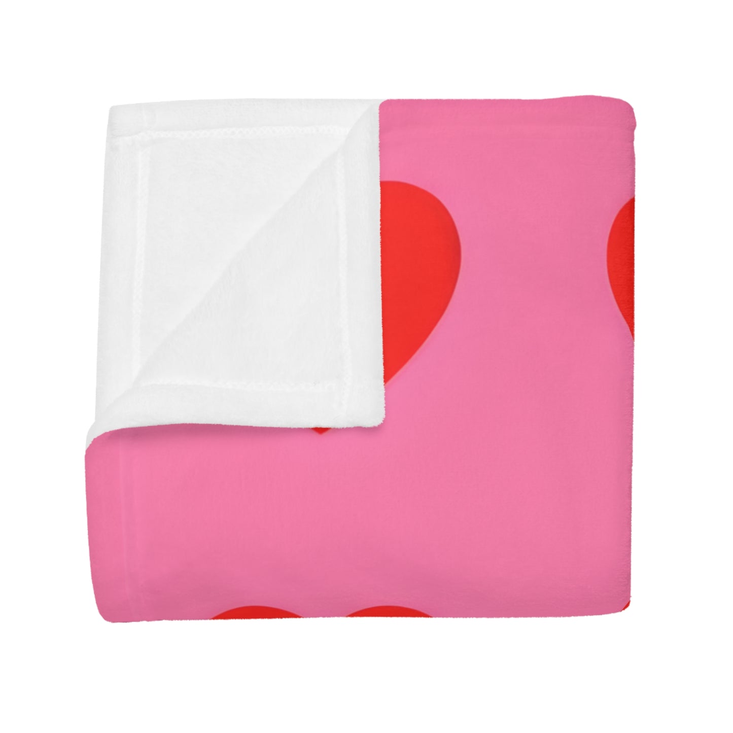 Pia's Pink & Red Heart Plush Fleece Blanket