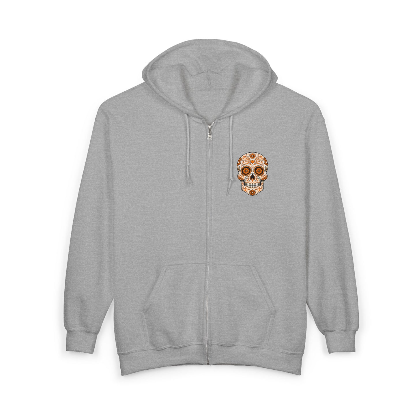 Orange Sugar Skull Full Zip Sweatshirt - Hooded