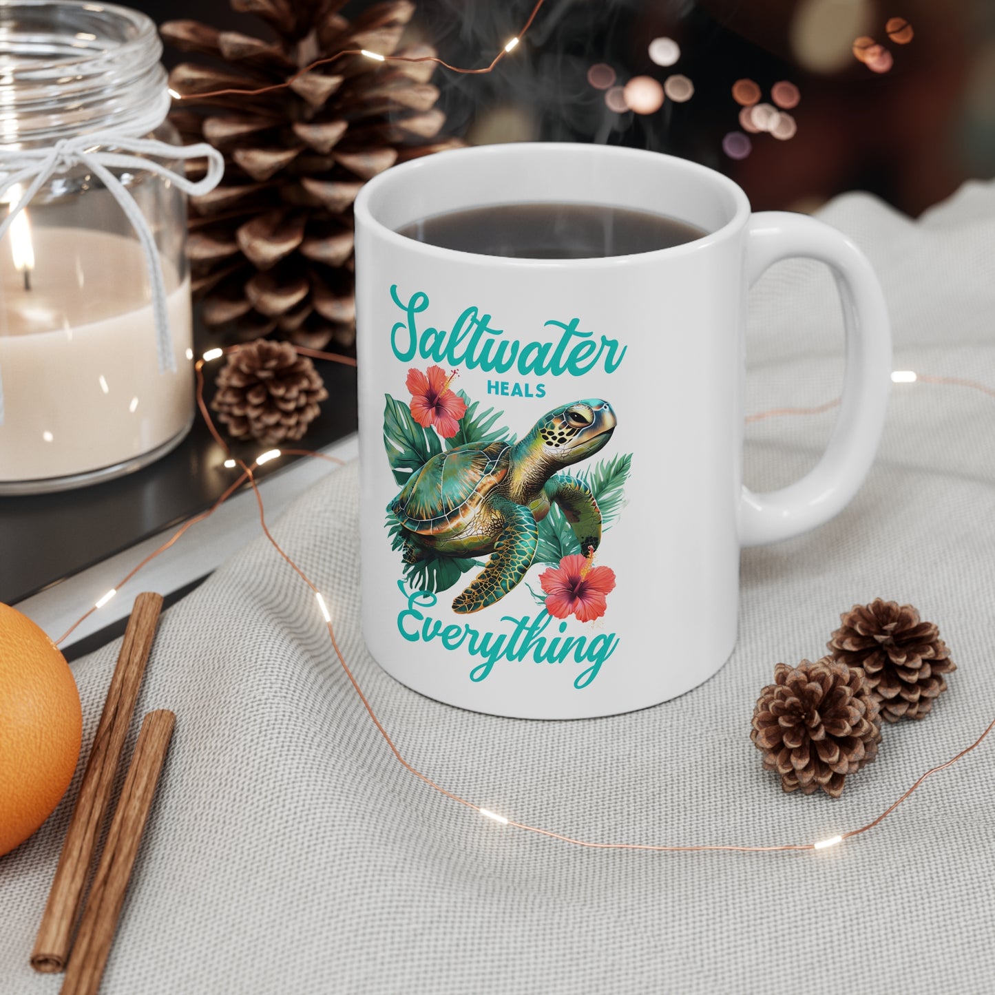 Sara's Saltwater Heals Everything Ceramic Mug, Coffee Cup
