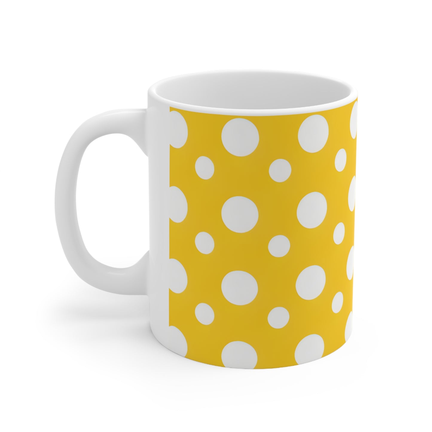 Yasmine's Yellow Polka Dot Ceramic Mug, Coffee Cup
