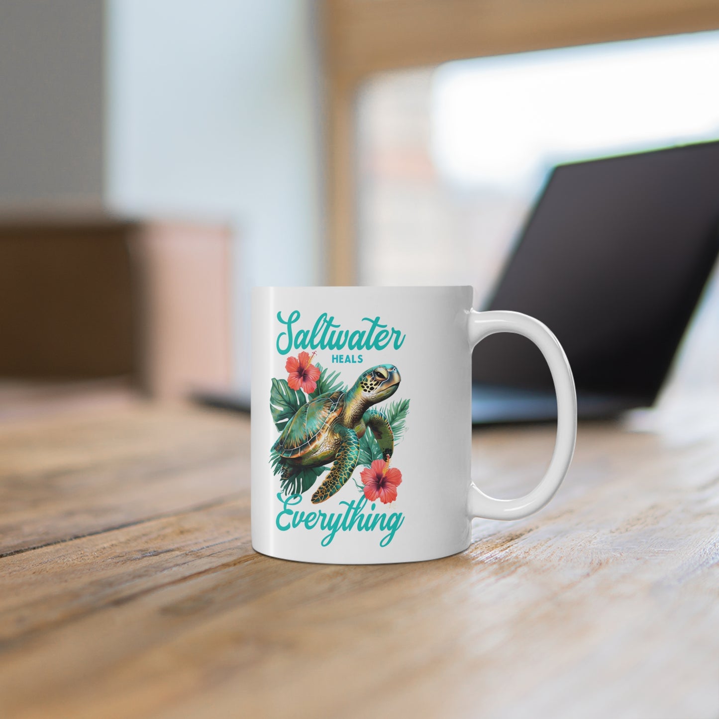 Sara's Saltwater Heals Everything Ceramic Mug, Coffee Cup