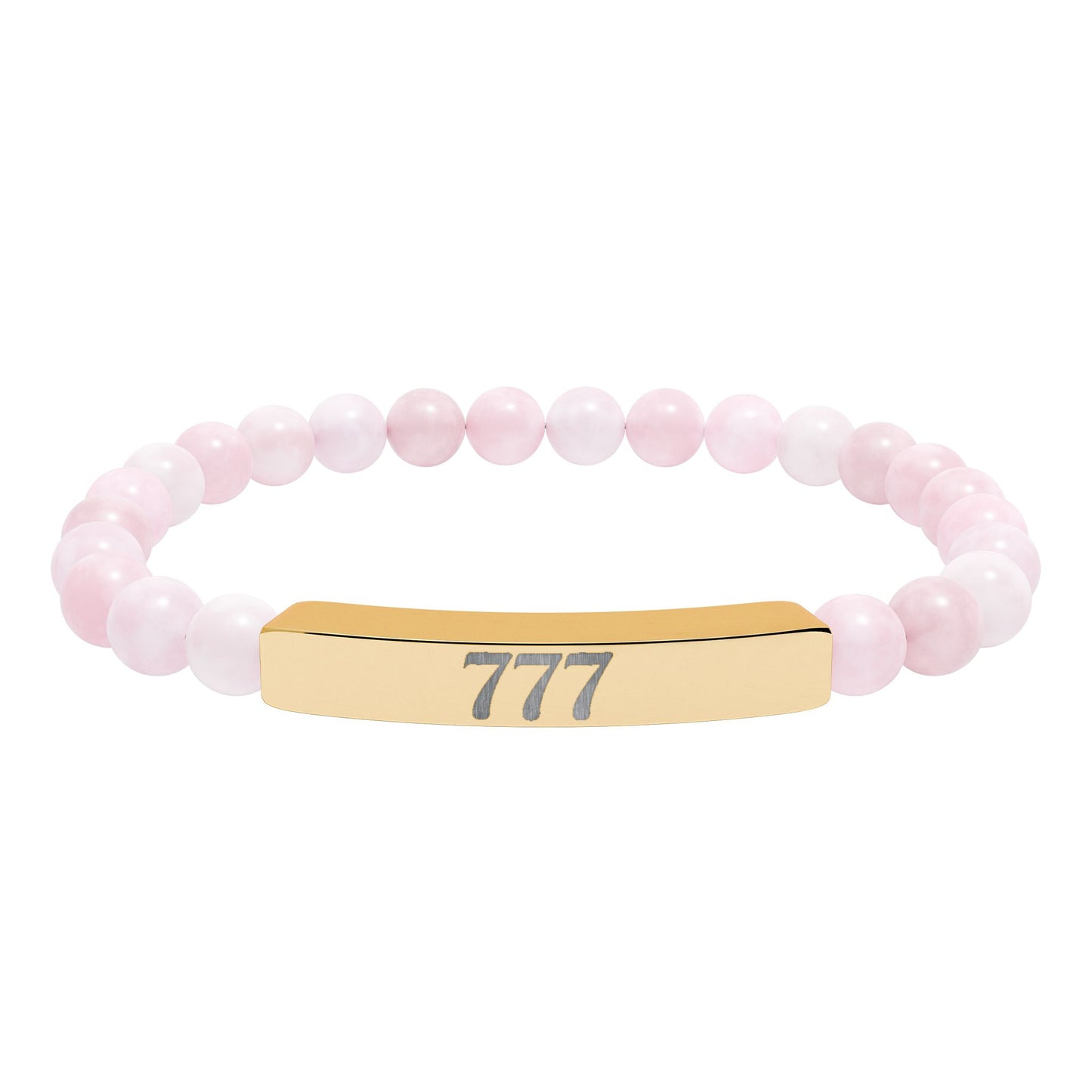 Engraved 777 Natural Stone Stretch Bar Bracelet