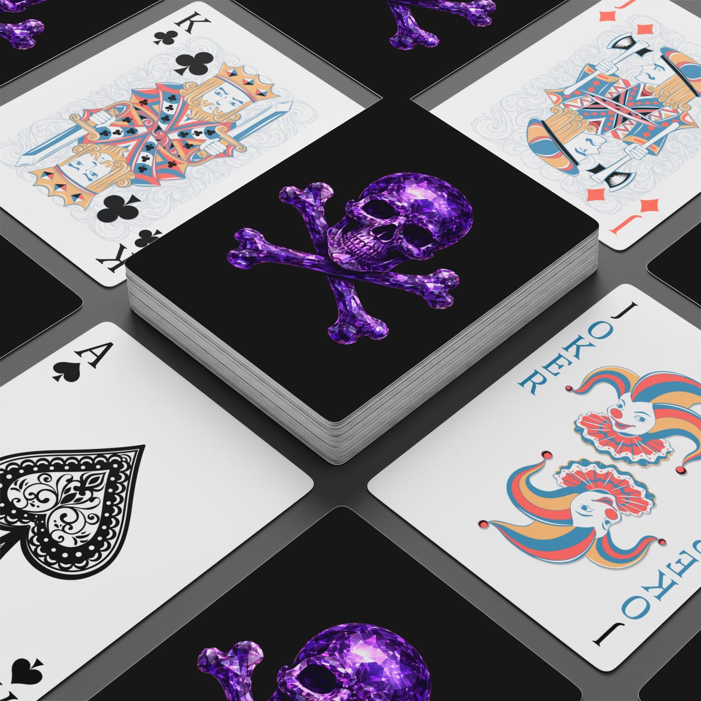Amethyst Skull & Crossbones Playing Cards