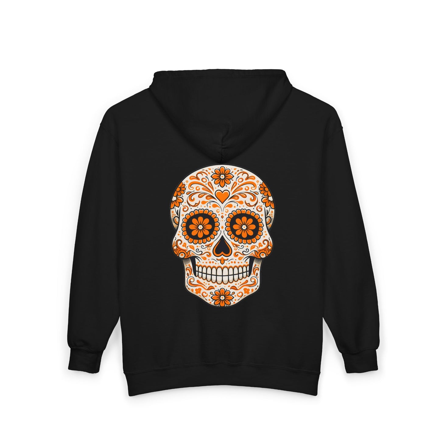 Orange Sugar Skull Full Zip Sweatshirt - Hooded