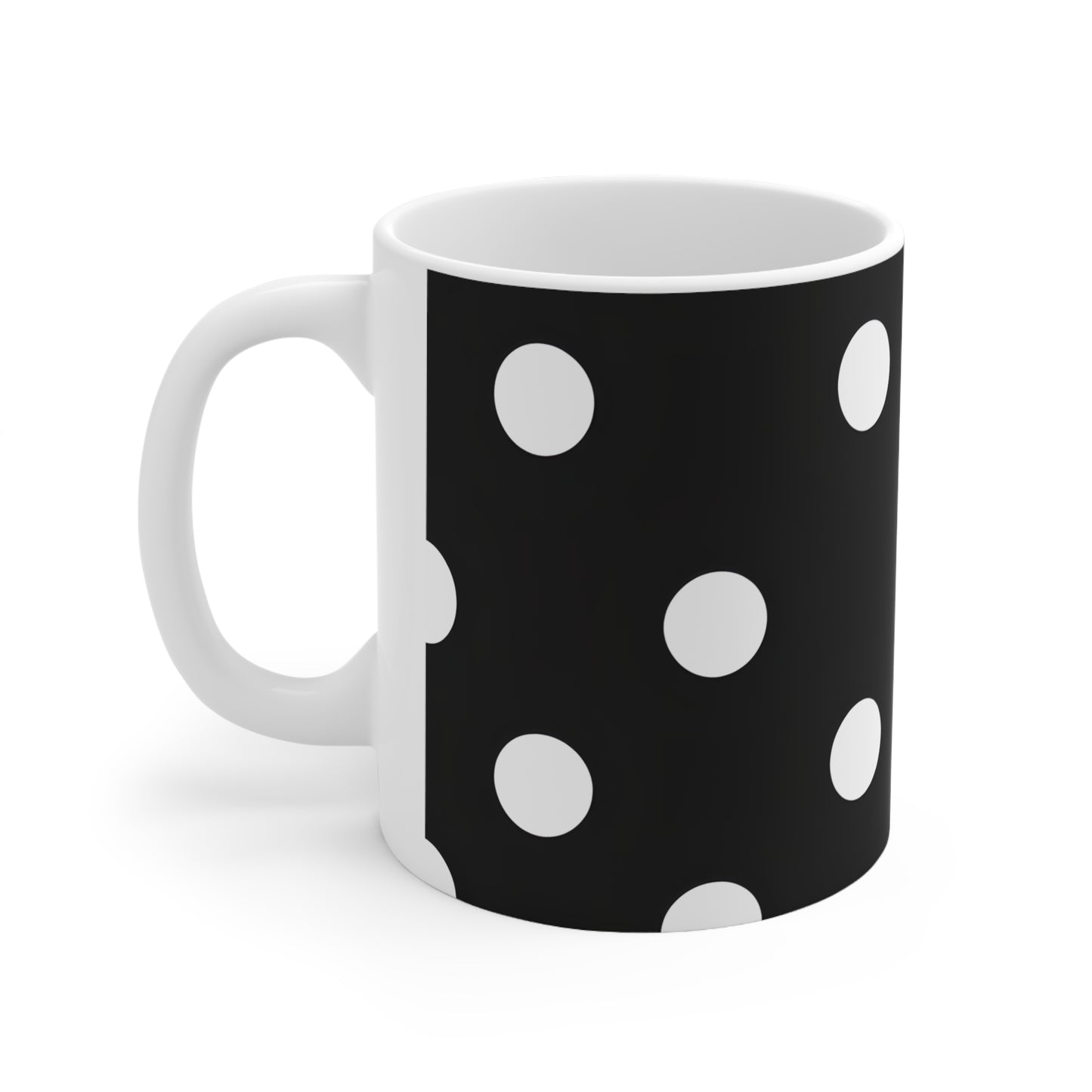 Bear's Black & White Polka Dot Ceramic Mug, Coffee Cup