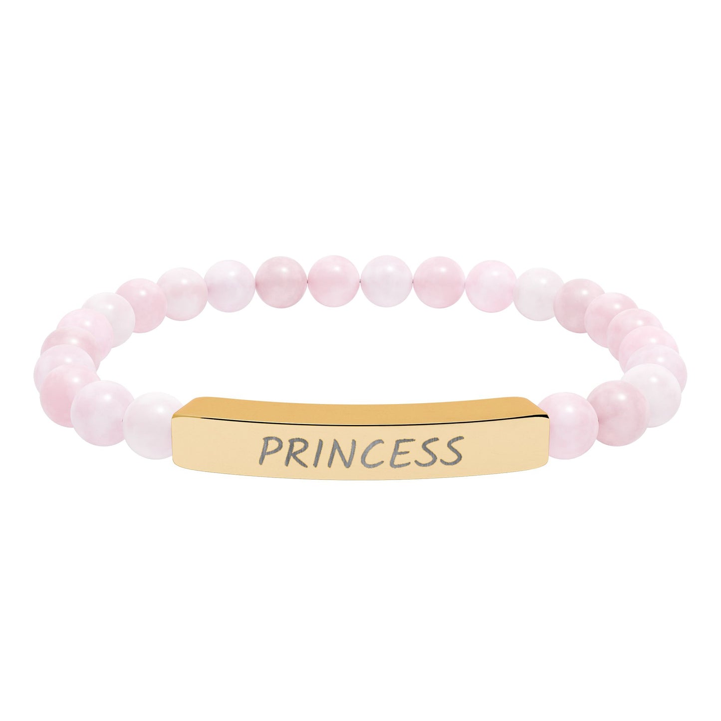 Engraved "Princess" Natural Stone Stretch Bar Bracelet
