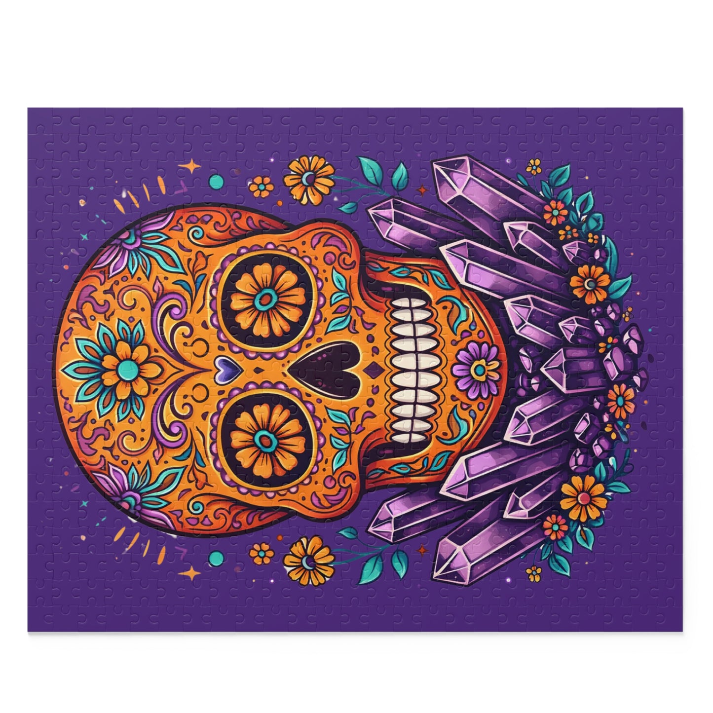 Orange Sugar Skull 500 Piece Jigsaw Puzzle